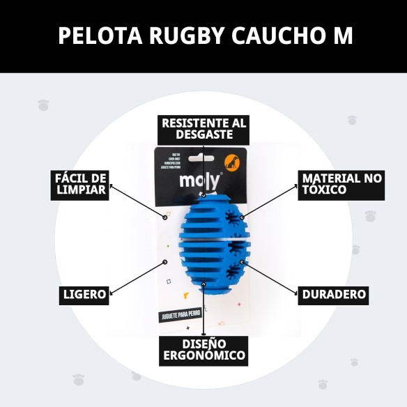 Pelota Rugby de Caucho M - Mordedor Divertido y Duradero