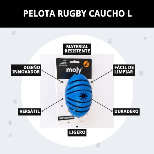 Pelota Rugby de Caucho L - Divertido Mordedor para Mascotas