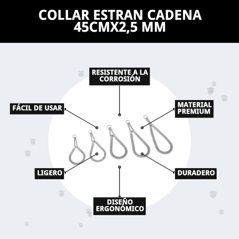 Collar Estran Cadena 45cm x 2.5mm para Mascotas