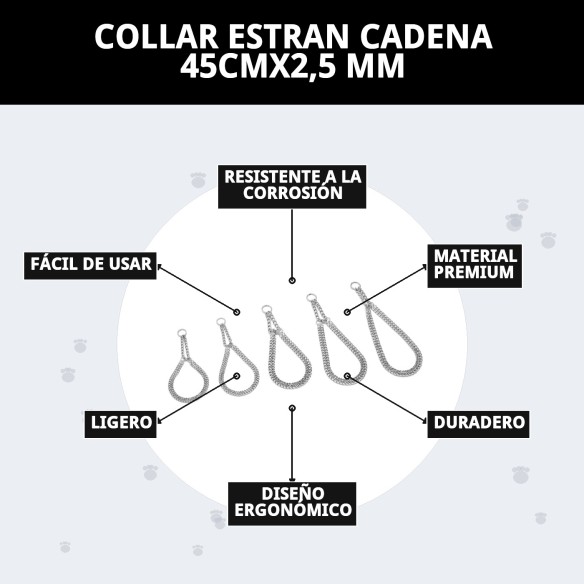 Collar Estran Cadena 45cm x 2.5mm para Mascotas