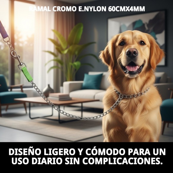 Ramal Cromo E.Nylon Verde 60cm x 4mm para tu Mascota