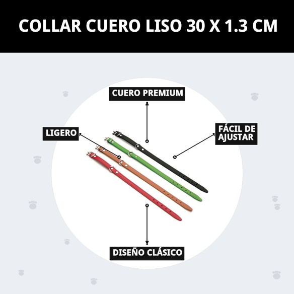 Collar de Cuero Liso para Mascotas 30 x 1.3 cm