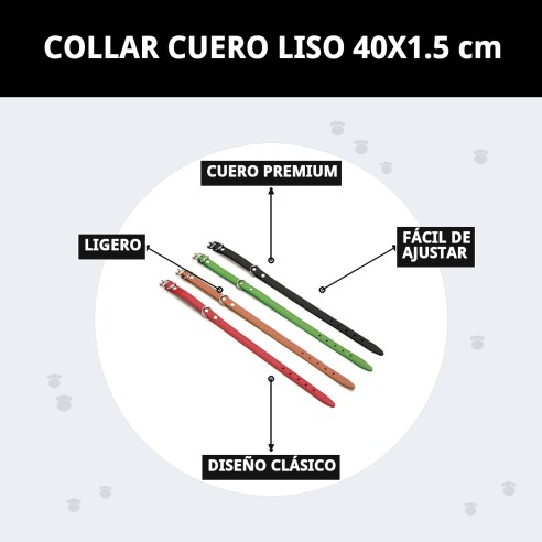 Collar de cuero liso 40x1.5 cm - Calidad y estilo para tu perro