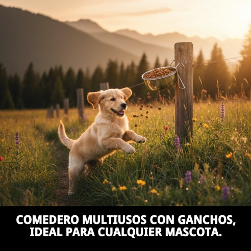 Comedero Multiusos 12cm con Ganchos - Ideal para Mascotas