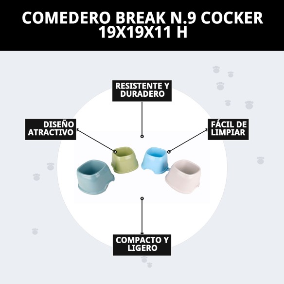 Comedero Break N.9 para Cocker - Ideal y Práctico 19x19x11