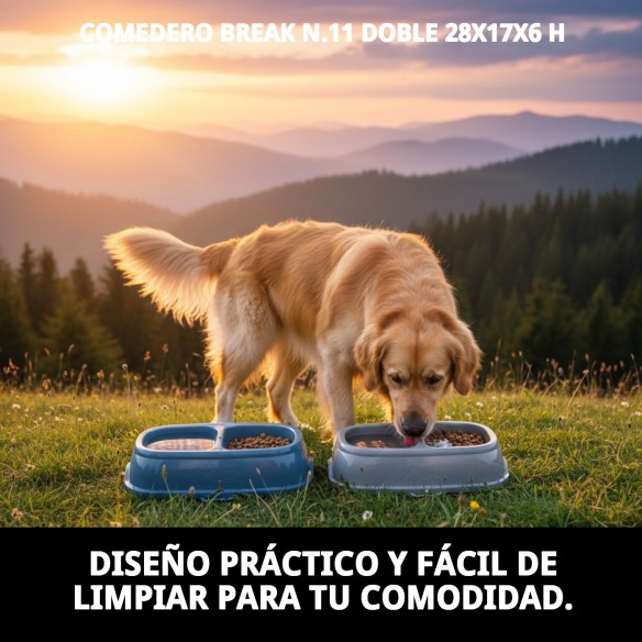 Comedero Doble Break N.11 para Mascotas - 28x17x6 cm