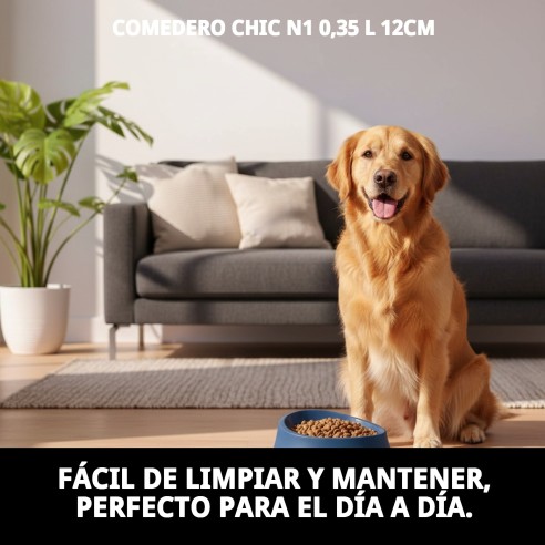 Comedero Chic N1 0,35L Antideslizante y Estiloso para Mascotas