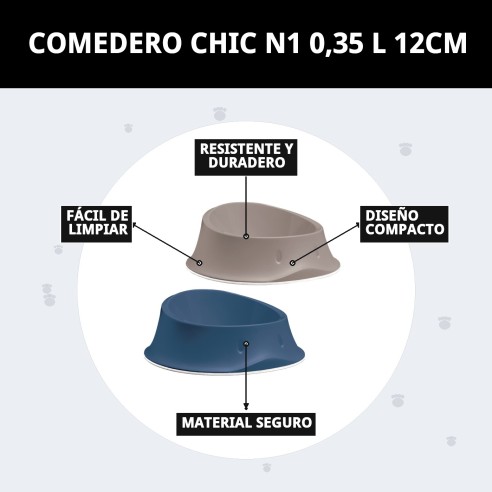 Comedero Chic N1 0,35L Antideslizante y Estiloso para Mascotas