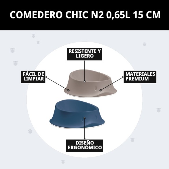 Comedero Chic N2 0,65L - Elegancia y comodidad para tu mascota