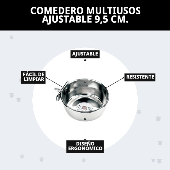 Comedero Multiusos Ajustable 9,5 cm para Mascotas
