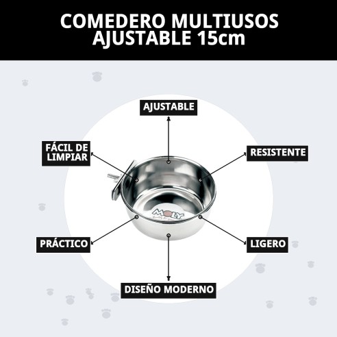 Comedero Multiusos Ajustable 15cm - Ideal para Mascotas