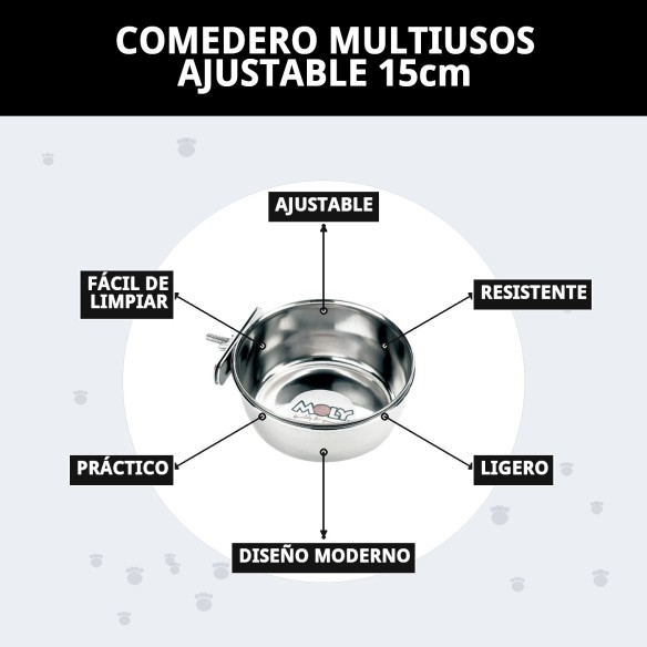 Comedero Multiusos Ajustable 15cm - Ideal para Mascotas