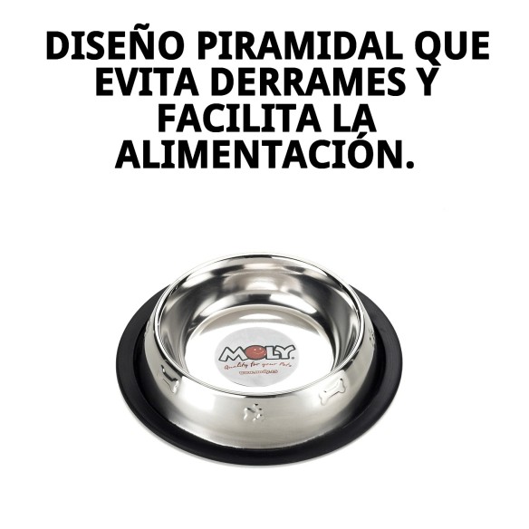 Comedero de Acero Pirámide 12cm - Diseño Moderno y Práctico