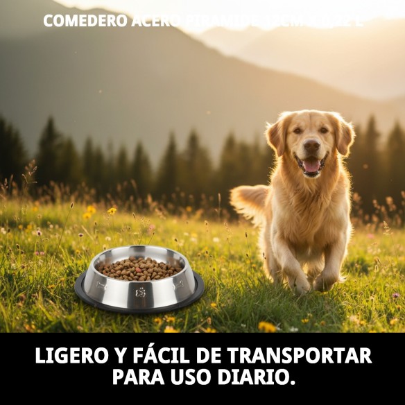 Comedero de Acero Pirámide 12cm - Diseño Moderno y Práctico