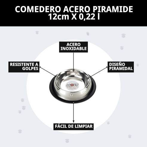 Comedero de Acero Pirámide 12cm - Diseño Moderno y Práctico