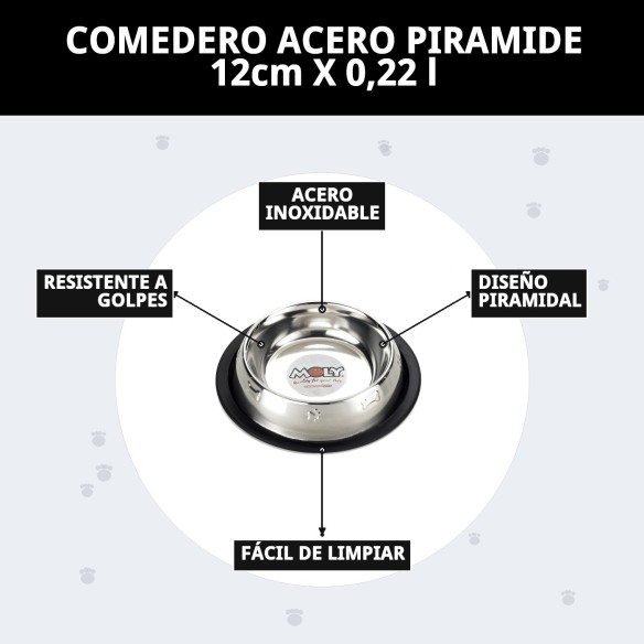 Comedero de Acero Pirámide 12cm - Diseño Moderno y Práctico