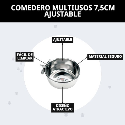 Comedero Multiusos Ajustable 7,5cm para Mascotas