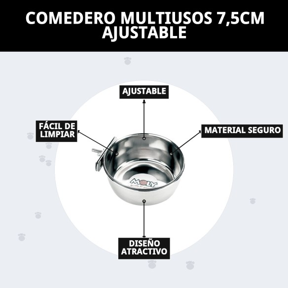 Comedero Multiusos Ajustable 7,5cm para Mascotas