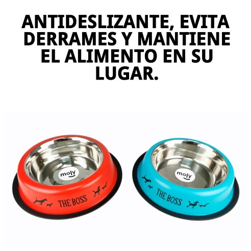 Comedero de Acero Antideslizante Draw 22cm 1,55L para Mascotas