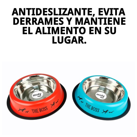 Comedero de Acero Antideslizante Draw 22cm 1,55L para Mascotas