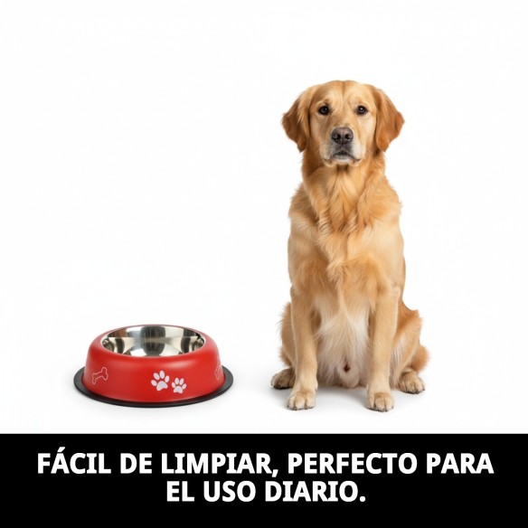 Comedero Acero Antideslizante Draw 25cm 2,35L para Mascotas