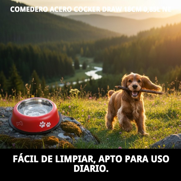 Comedero Acero Inoxidable Cocker Draw 18cm 0,85L
