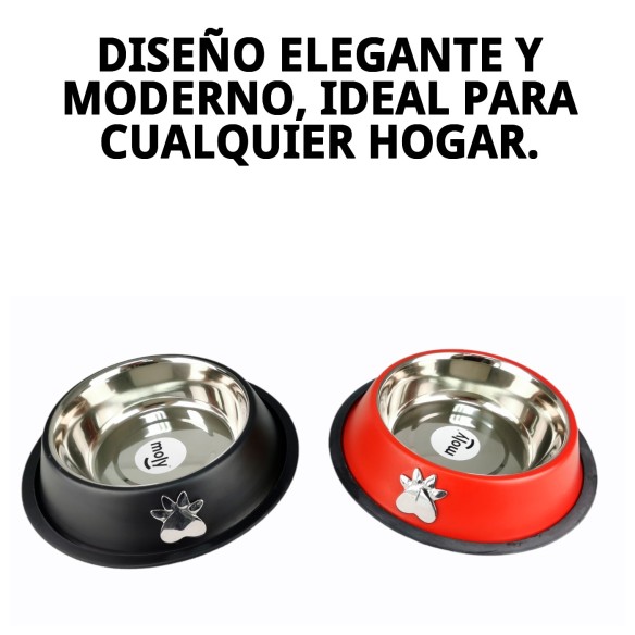 Comedero de Acero Antideslizante Motif 18cm 0,90L para Mascotas