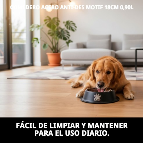 Comedero de Acero Antideslizante Motif 18cm 0,90L para Mascotas