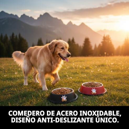 Comedero de Acero Antideslizante Motif 22cm 1.55L para Mascotas