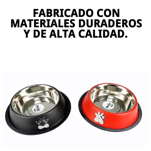 Comedero de Acero Antideslizante Motif 22cm 1.55L para Mascotas