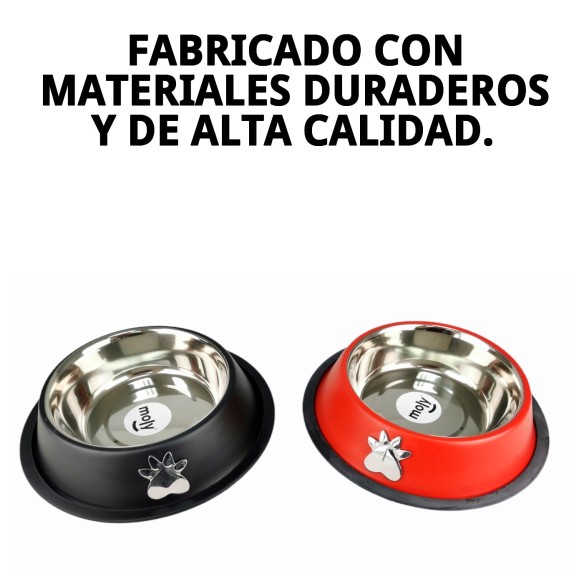 Comedero de Acero Antideslizante Motif 22cm 1.55L para Mascotas