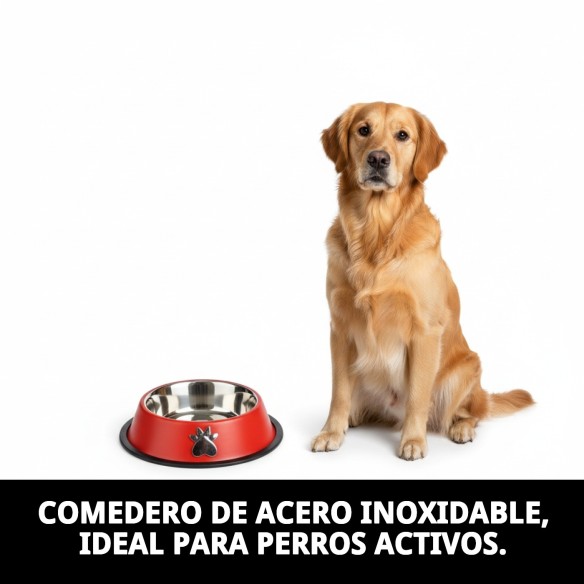 Comedero Acero Antideslizante Motif 25cm 2,35L para Mascotas