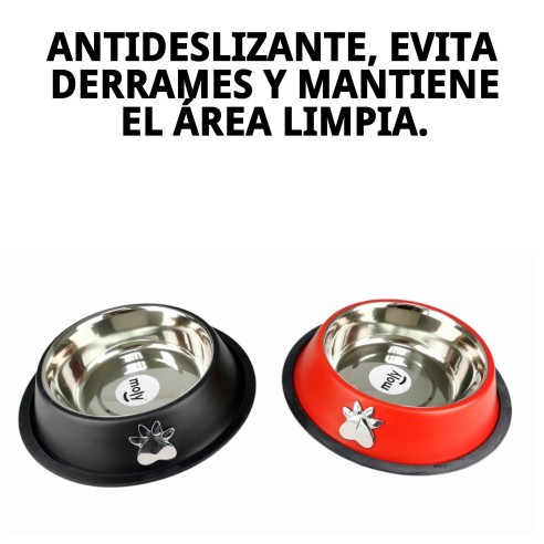 Comedero Acero Antideslizante Motif 25cm 2,35L para Mascotas