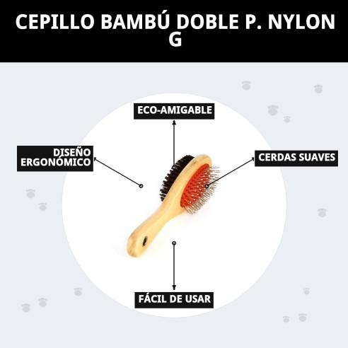 Cepillo Doble de Bambú con Nylon para Mascotas - Cuida su Piel