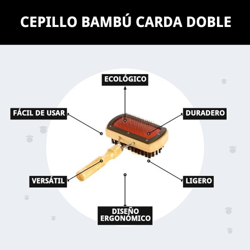 Cepillo de Bambú Carda Doble para Mascotas - Moly