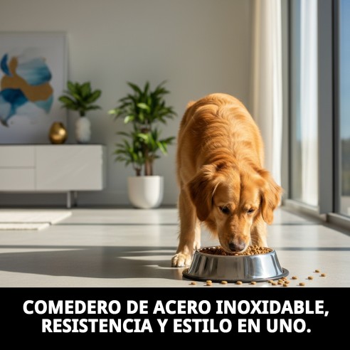 Comedero Acero Anti-Deslizante 16 cm 0.55L para Mascotas