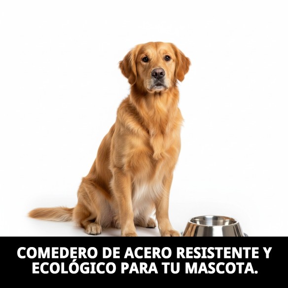 Comedero de Acero Eco 21cm - Capacidad 1.6L para Mascotas