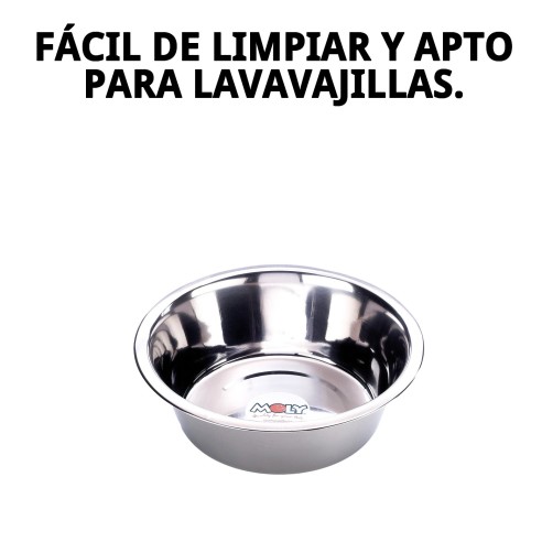 Comedero de Acero Eco 21cm - Capacidad 1.6L para Mascotas