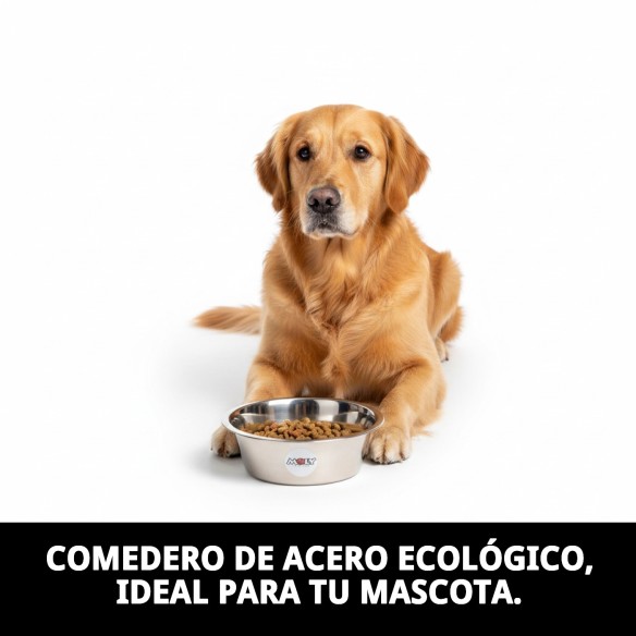 Comedero de Acero Eco 25cm - Capacidad 2.6L para Mascotas
