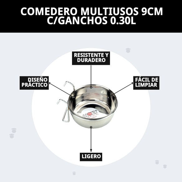 Comedero Multiusos 9cm con Ganchos - Práctico y Funcional