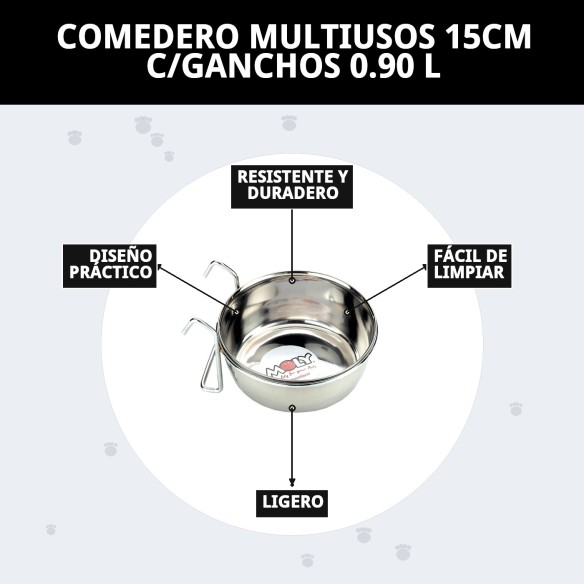 Comedero Multiusos 15cm con Ganchos - Ideal para tu Mascota