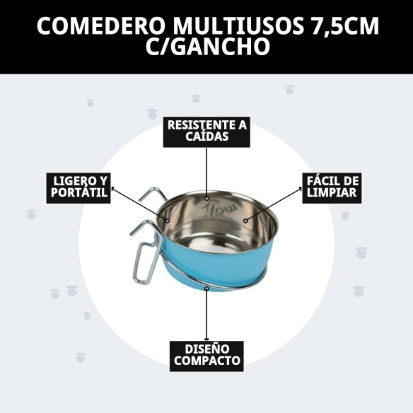 Comedero Multiusos 7,5cm con Gancho - Resistencia y Calidad