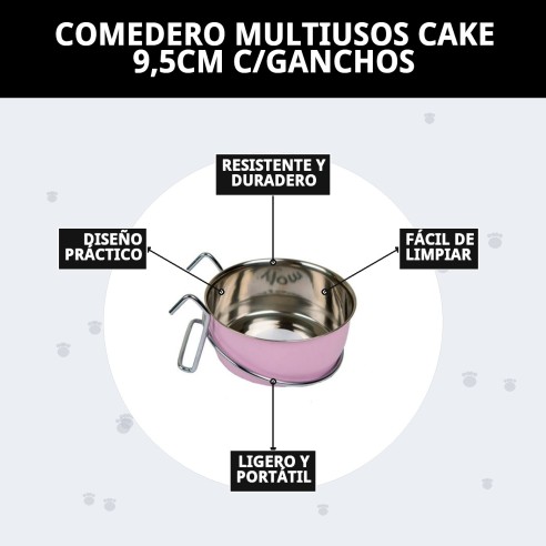 Comedero Multiusos Cake 9,5cm con Ganchos para Mascotas