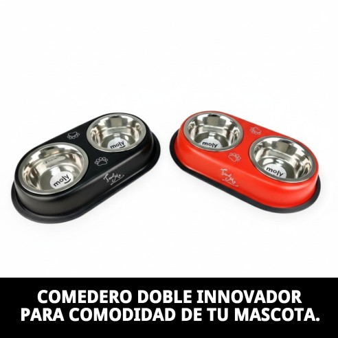 Comedero Doble Draw 13.5cm: Estilo y Funcionalidad para Mascotas