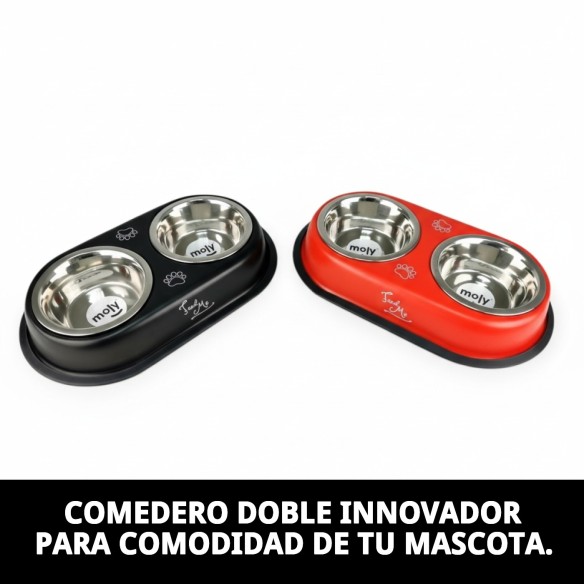Comedero Doble Draw 13.5cm: Estilo y Funcionalidad para Mascotas