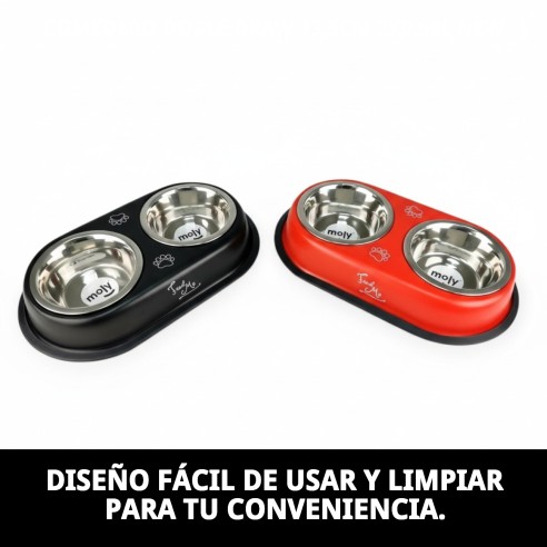Comedero Doble Draw 13.5cm: Estilo y Funcionalidad para Mascotas