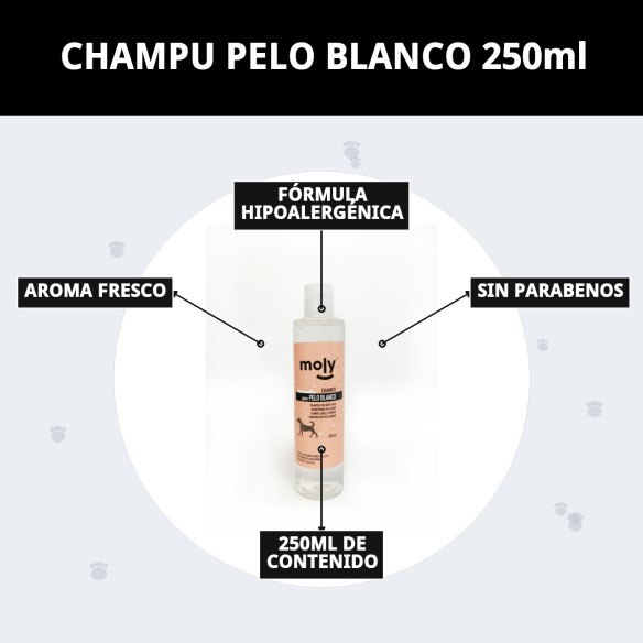 Champú Pelo Blanco 250ml - Brillo y Volumen para Mascotas