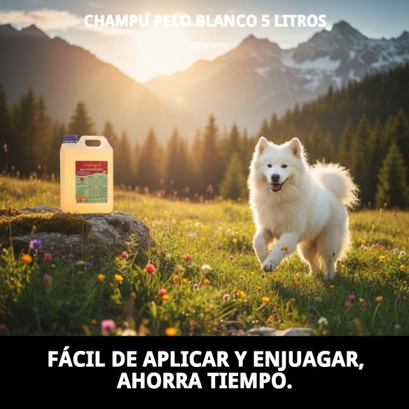 Champú 5L para mascotas de pelo blanco, brillo y volumen