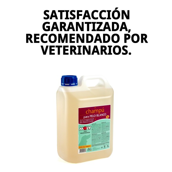 Champú 5L para mascotas de pelo blanco, brillo y volumen