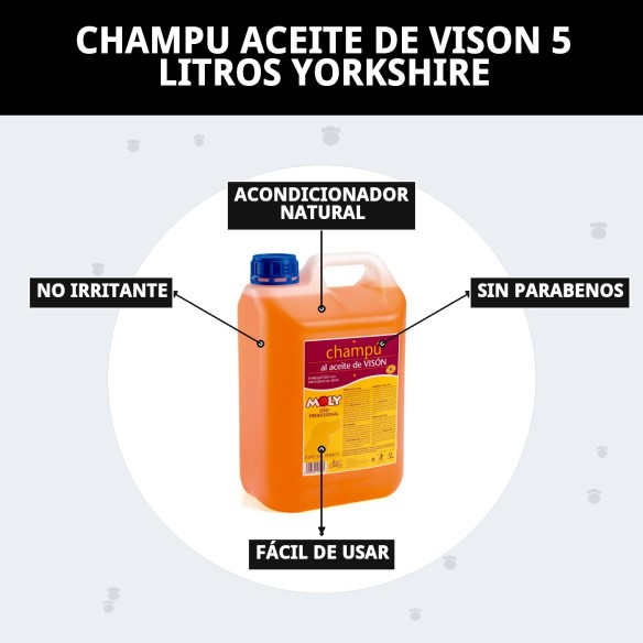 Champú Aceite de Visón 5L para Yorkshire: Brillo y Suavidad